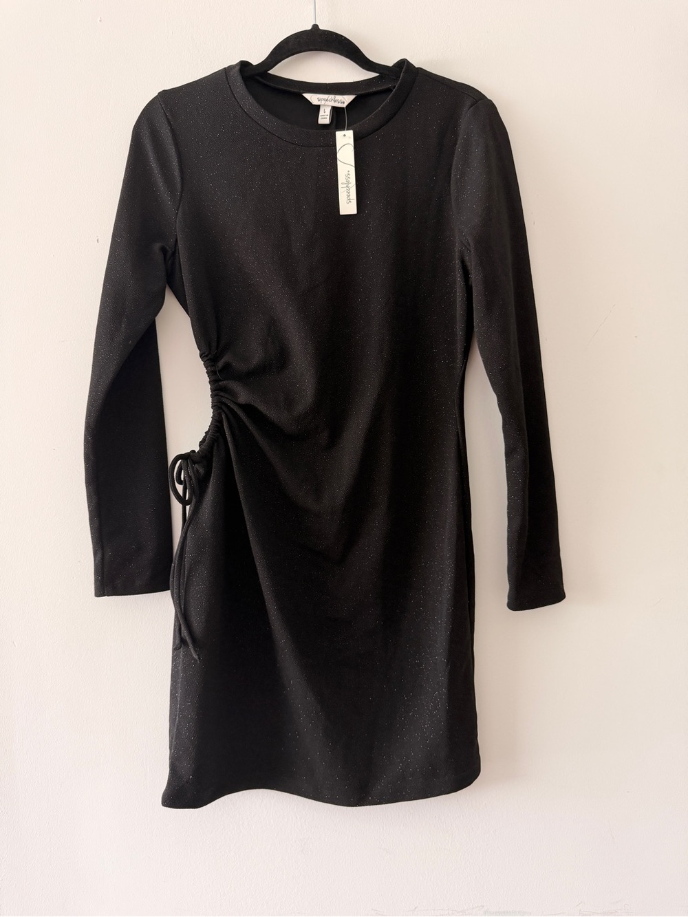 Speechless Womens Black Glitter Ruched Cut Outā Sexy Bodycon Dress NWT Size L